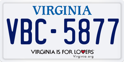 VA license plate VBC5877