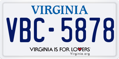 VA license plate VBC5878