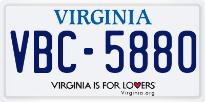VA license plate VBC5880