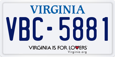 VA license plate VBC5881