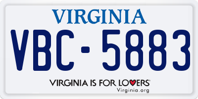 VA license plate VBC5883