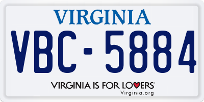 VA license plate VBC5884
