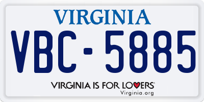 VA license plate VBC5885