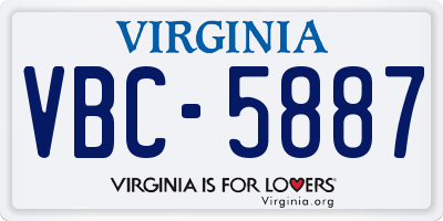 VA license plate VBC5887