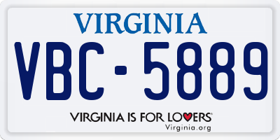 VA license plate VBC5889
