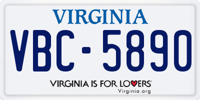 VA license plate VBC5890