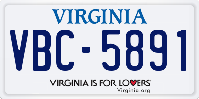 VA license plate VBC5891