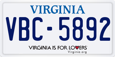 VA license plate VBC5892