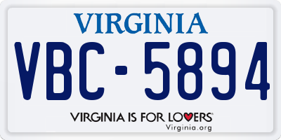 VA license plate VBC5894