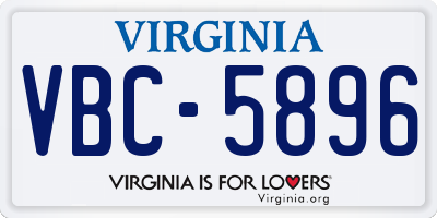 VA license plate VBC5896