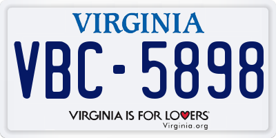 VA license plate VBC5898