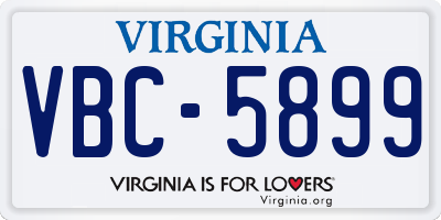 VA license plate VBC5899