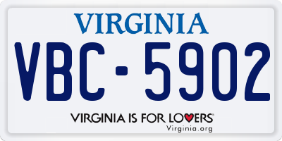 VA license plate VBC5902