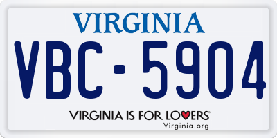 VA license plate VBC5904