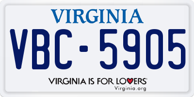 VA license plate VBC5905