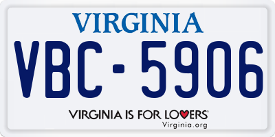 VA license plate VBC5906