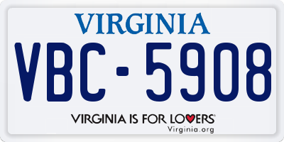 VA license plate VBC5908
