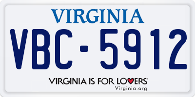 VA license plate VBC5912