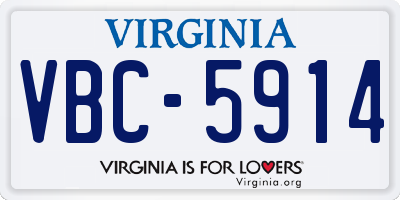 VA license plate VBC5914