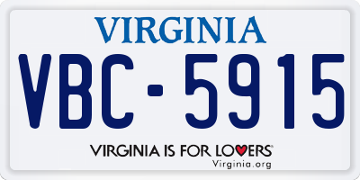 VA license plate VBC5915