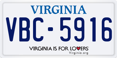 VA license plate VBC5916