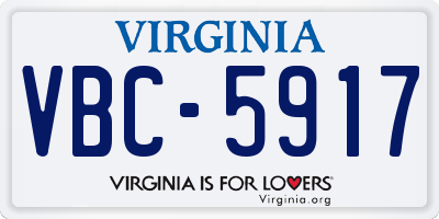 VA license plate VBC5917