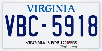 VA license plate VBC5918