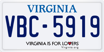 VA license plate VBC5919
