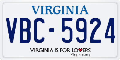 VA license plate VBC5924