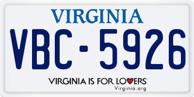 VA license plate VBC5926