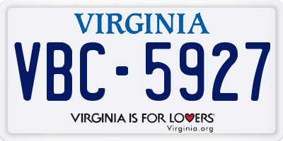 VA license plate VBC5927