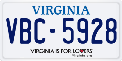 VA license plate VBC5928