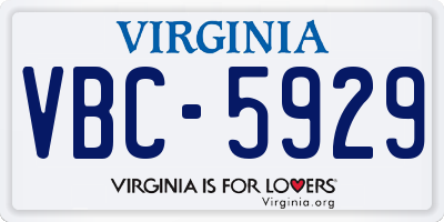 VA license plate VBC5929