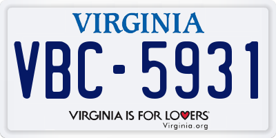 VA license plate VBC5931