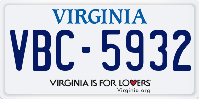 VA license plate VBC5932