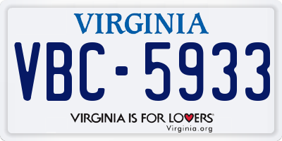 VA license plate VBC5933