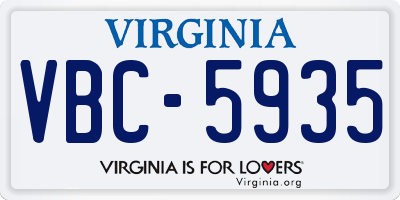 VA license plate VBC5935