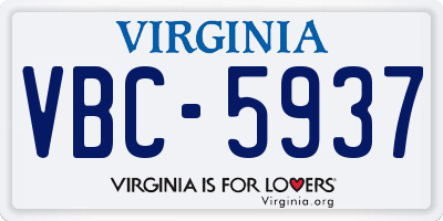 VA license plate VBC5937