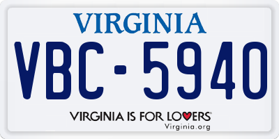 VA license plate VBC5940