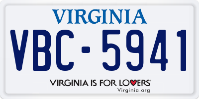 VA license plate VBC5941