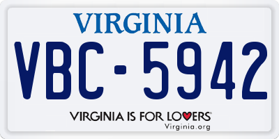 VA license plate VBC5942