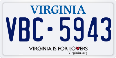 VA license plate VBC5943