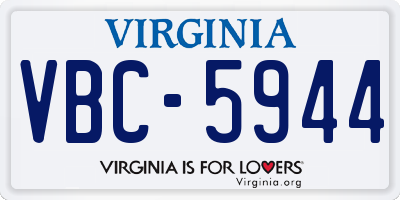 VA license plate VBC5944