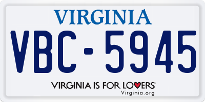 VA license plate VBC5945