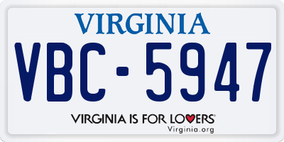 VA license plate VBC5947