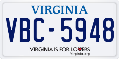 VA license plate VBC5948