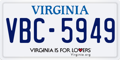 VA license plate VBC5949