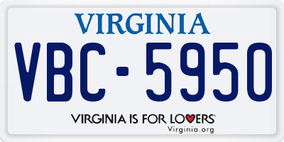 VA license plate VBC5950