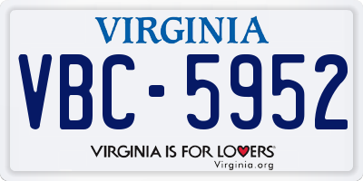 VA license plate VBC5952