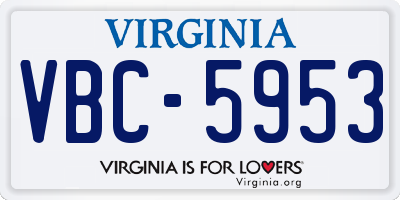 VA license plate VBC5953